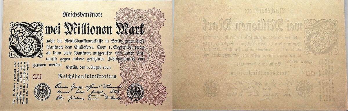 2 Millionen Mark 9.8.1923 Rosenberg DEU-116 a //103 Leicht gebraucht