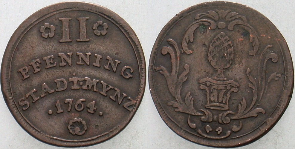 2 Pfennig 1764 Forster 648 Schön 57 Wz. Rdf., sehr schön