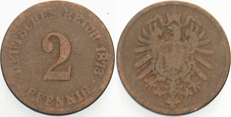 2 Pfennig 1873 J. 2 Ge. - schön