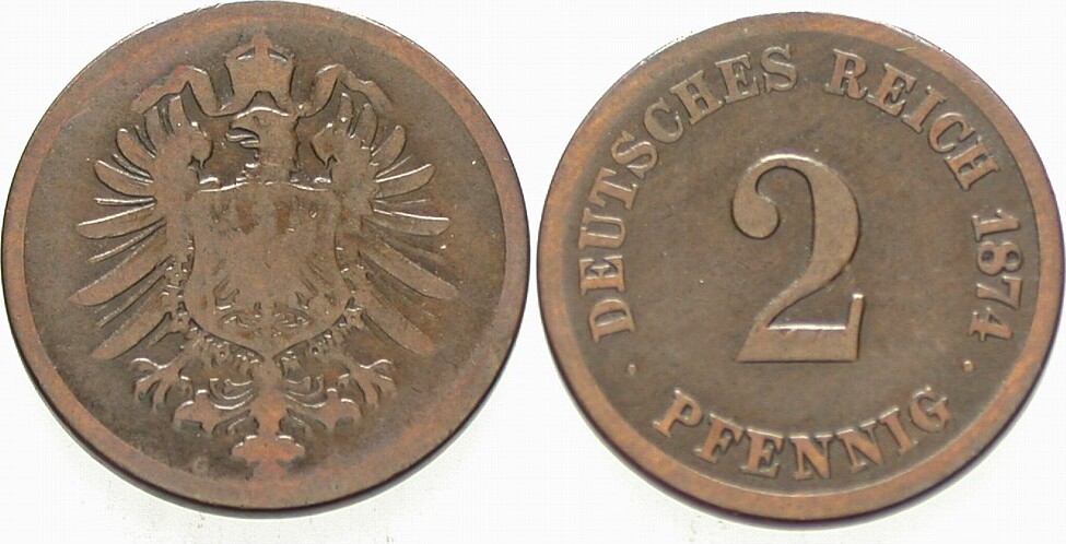 2 Pfennig 1874 J. 2 schön