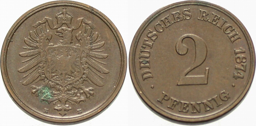 2 Pfennig 1874 J. 2 Sehr schön - vorzüglich