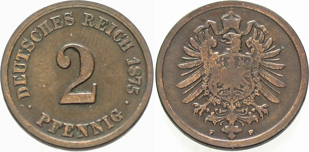 2 Pfennig 1875 J. 2 fast sehr schön