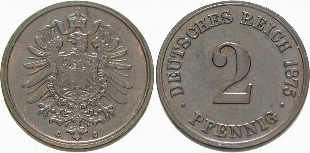 2 Pfennig 1875 J. 2 sehr schön - vorzüglich