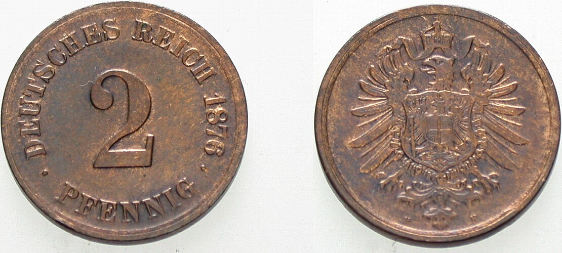 2 Pfennig 1876 J. 2 fast vorzüglich