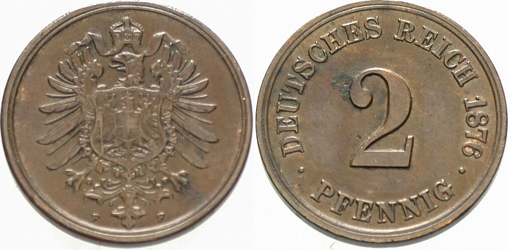 2 Pfennig 1876 J. 2 Sehr schön - vorzüglich