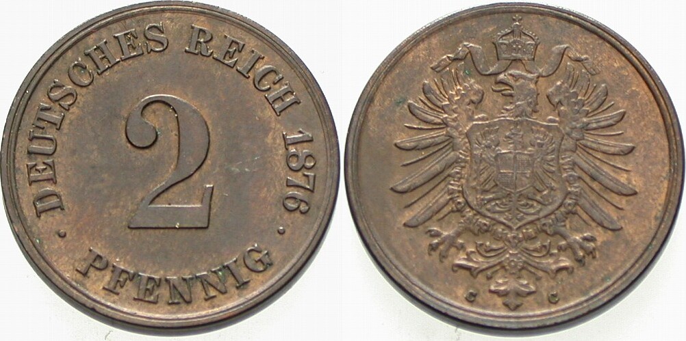2 Pfennig 1876 J. 2 vorzüglich