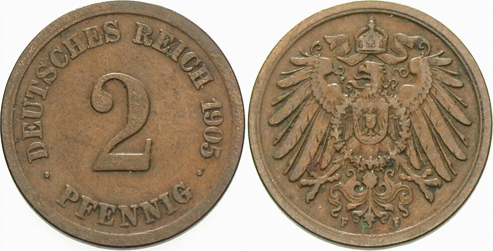 2 Pfennig 1905 J. 11 Sehr schön