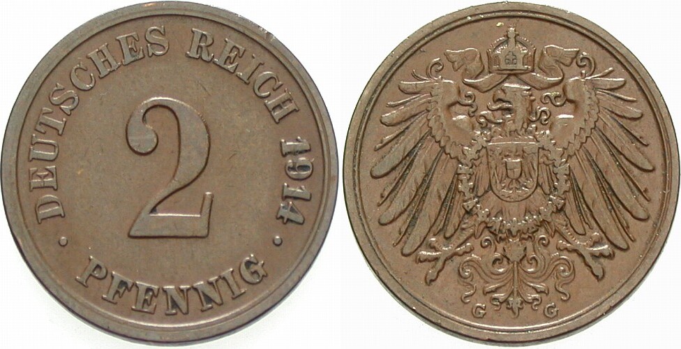 2 Pfennig 1914 J. 11 sehr schön - vorzüglich