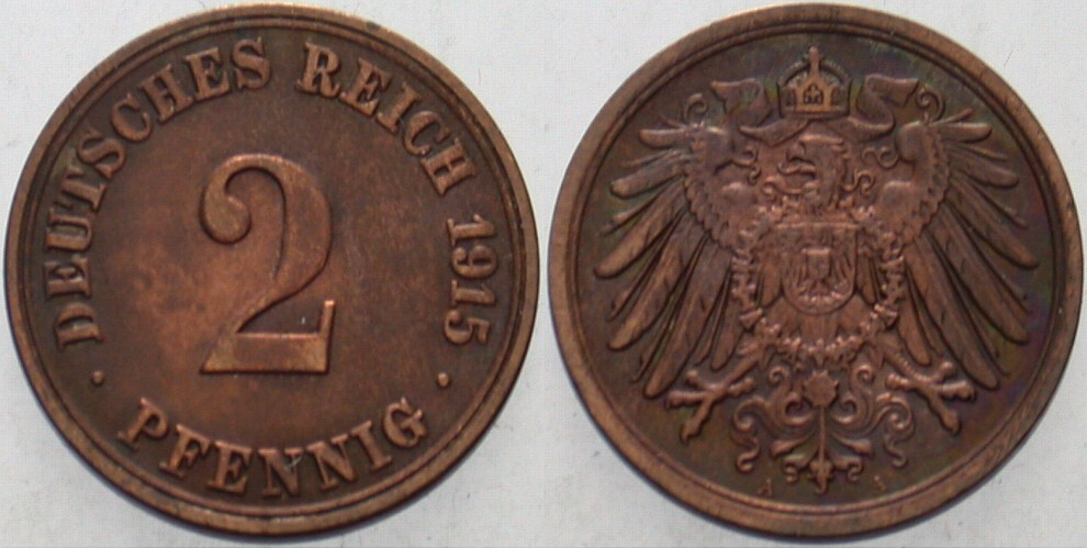 2 Pfennig 1915 J. 11 Sehr schön