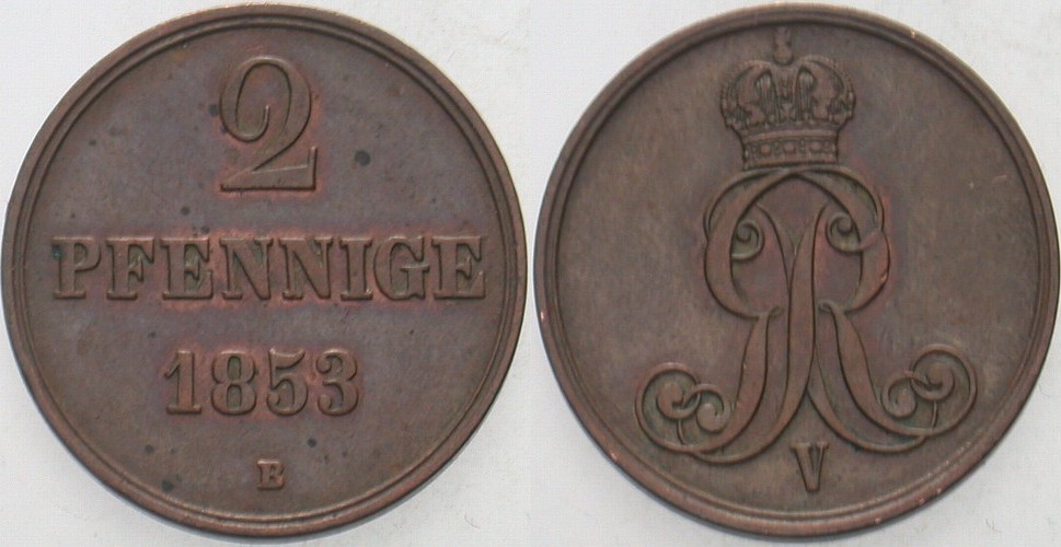 2 Pfennige 1853 Jaeger 84 AKS 152 Sehr schön - vorzüglich