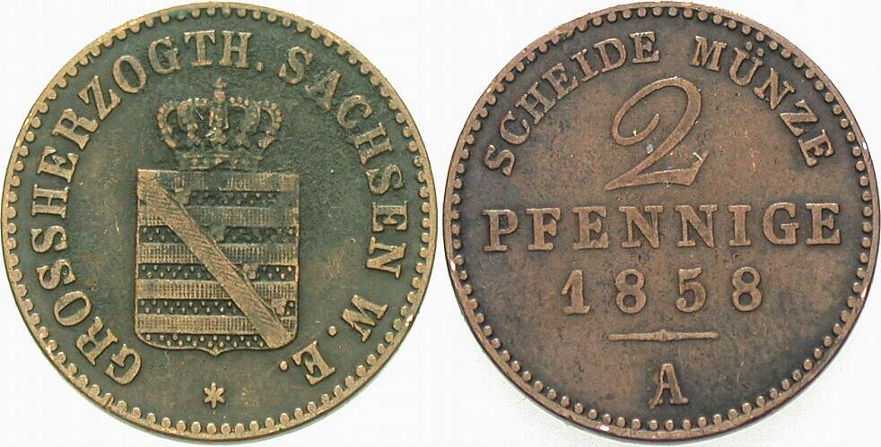 2 Pfennige 1858 AKS 534 Schön - sehr schön