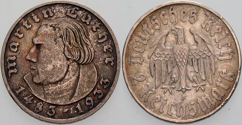 2 Reichsmark 1933  Vorzüglich