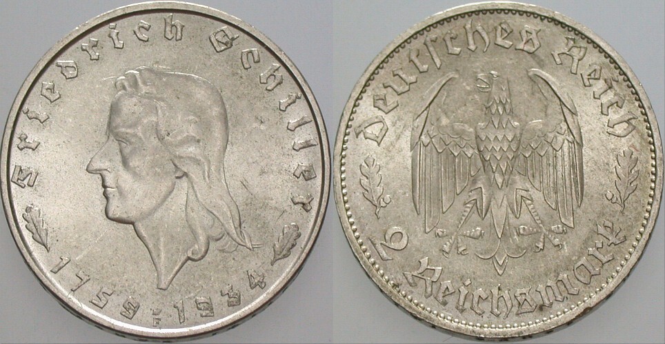 2 Reichsmark 1934 J. 358 Fast Stermpelglanz