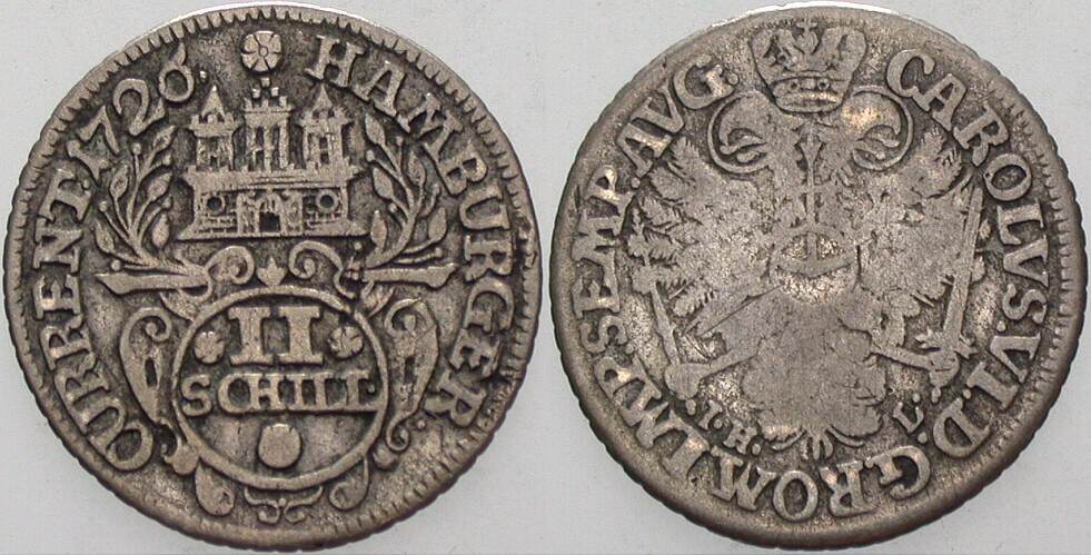 2 Schilling 1726 Gaedechens 889 Jaeger 5 Schön - sehr schön
