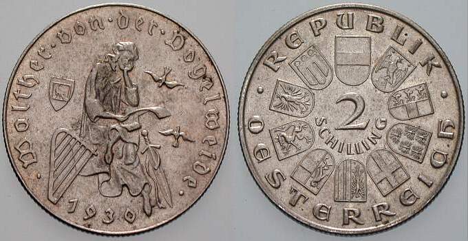 2 Schilling 1930  Patina, vorzüglich