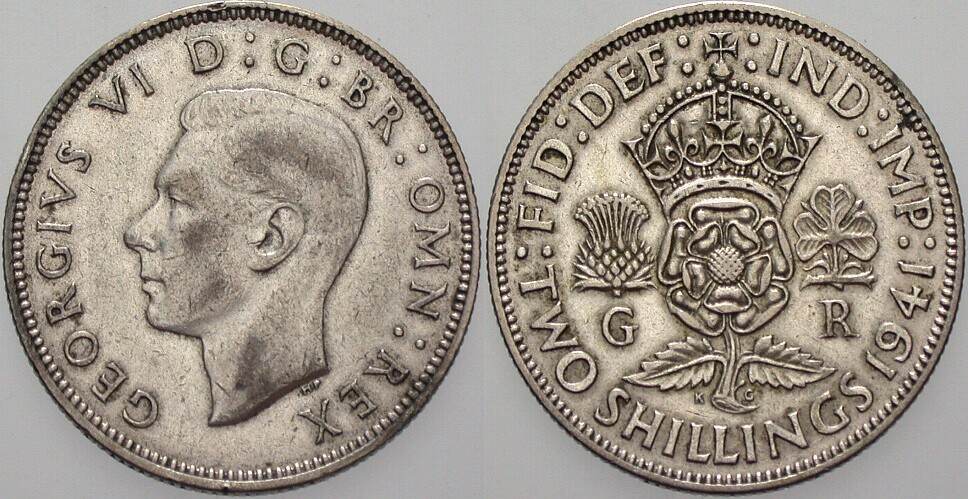 2 Shillings 1941 Krause/Mishler 855 Sehr schön