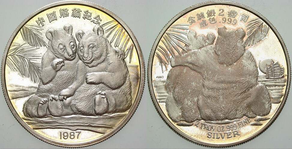 2 Silberunzen 1987 Patina, Polierte Platte