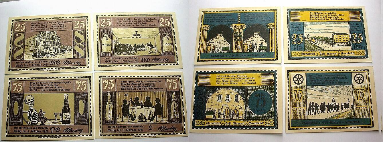 2 x 25 Pfennig + 2 x 75 Pfennig o.D.-1.10.1921 Grabowski/Mehl 1029.2 Kassenfrisch