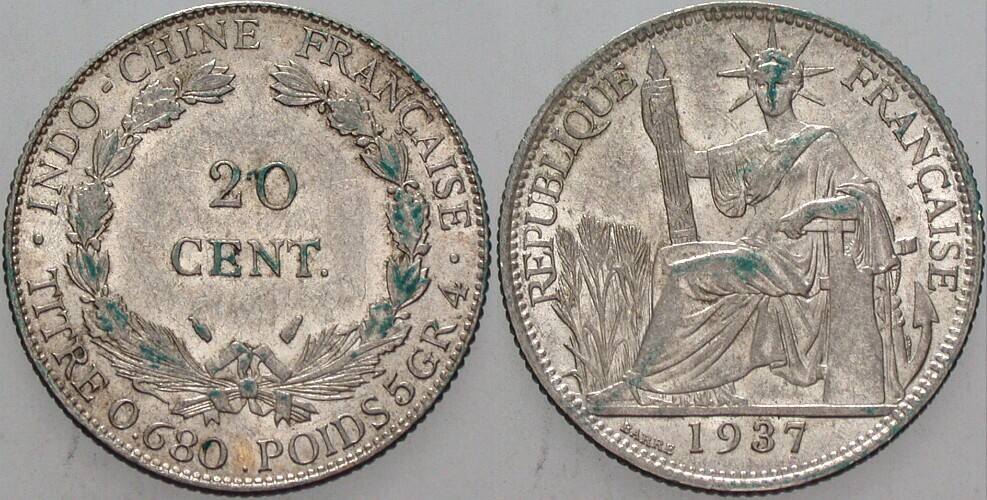 20 Cent 1937 KM 17.2 Patina, vorzüglich