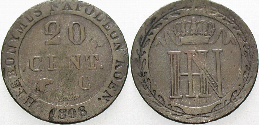 20 Centimes 1808 Jaeger 34 AKS 37 Sehr schön