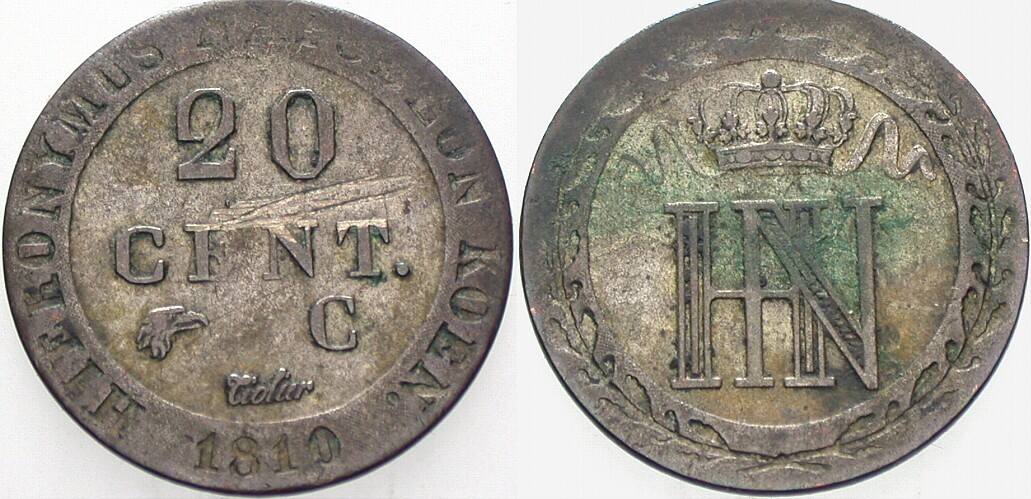 20 Centimes 1810 Jaeger 34 AKS 37 Fast sehr schön