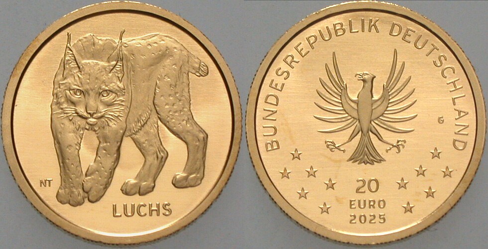 20 EURO 2025  Stempelglanz im Etui mit Zertifikat