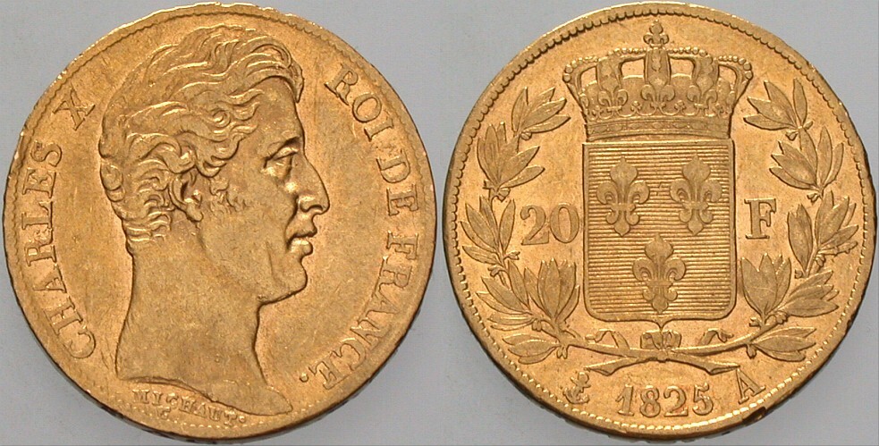 20 Francs 1825 Schlumberger 177 Wz. Rdf., sehr schön +