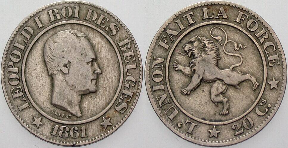 20 Francs 1861 K.M. 20 Sehr schön