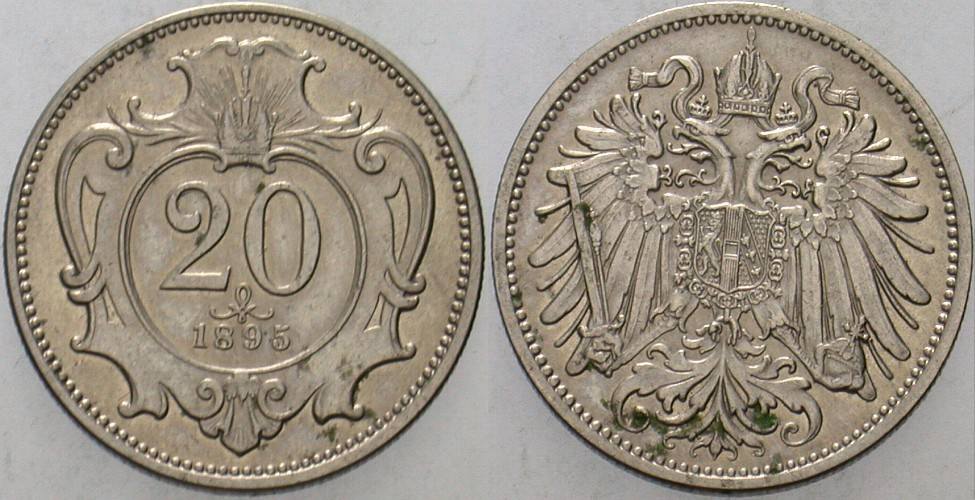 20 Heller 1895 Jl. 375 Vorzüglich