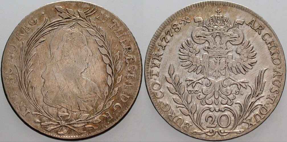 20 Kreuzer 1778 Herinek 901 Sehr schön/sehr schön - vorzüglich