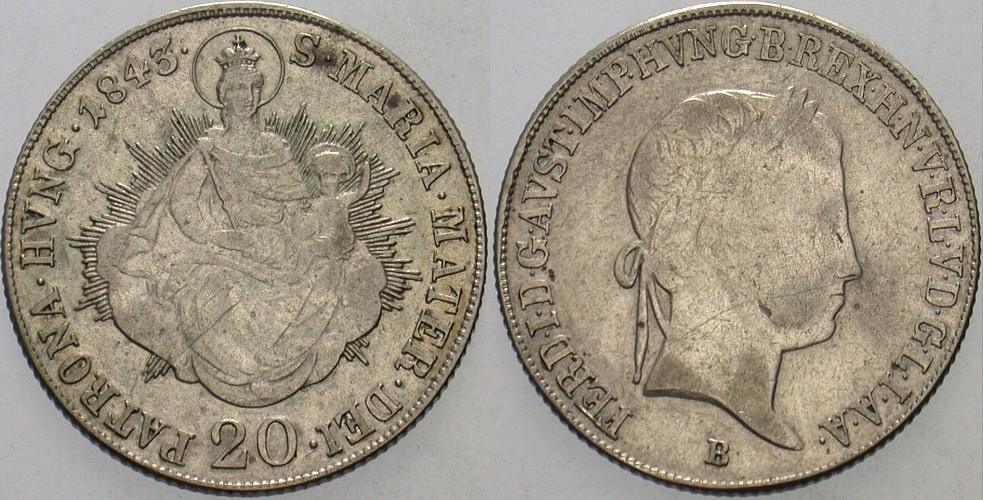 20 Kreuzer 1843  Sehr schön