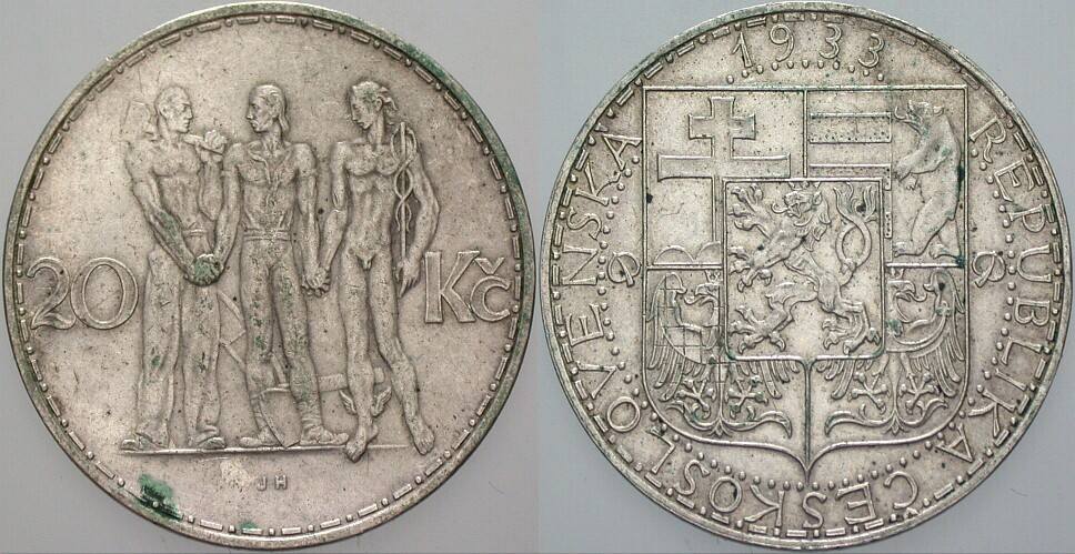 20 Kronen 1933 K.M. 17 Sehr schön