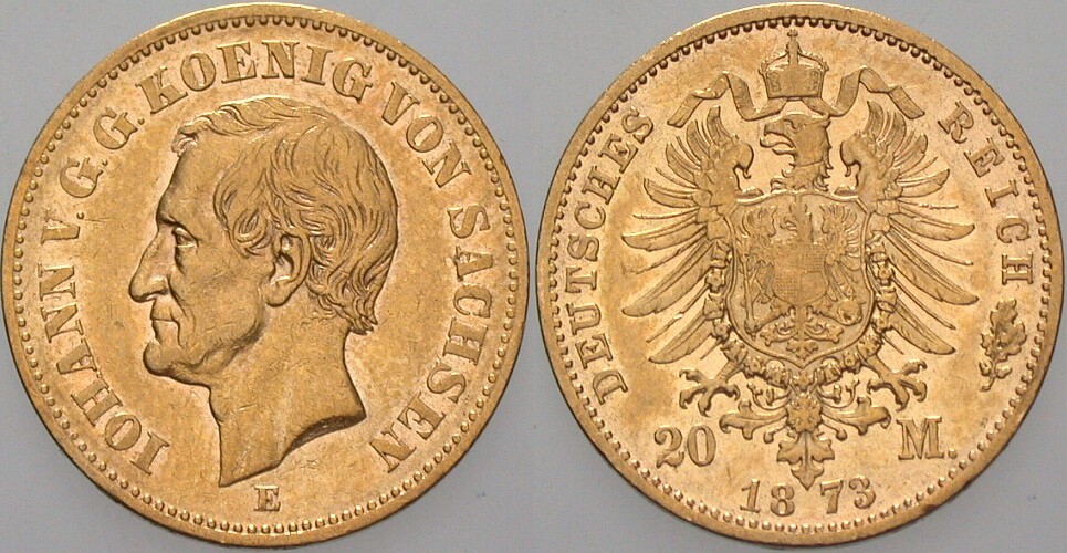 20 Mark 1873 Jaeger 259 Sehr schön
