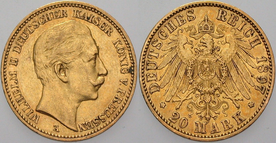 20 Mark 1897 Jaeger 252 Sehr schön