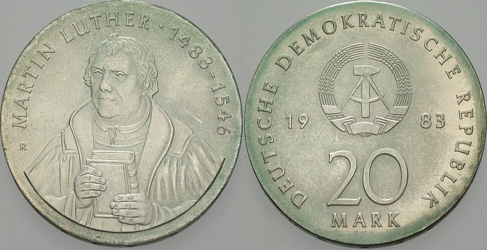 20 Mark 1983 J. 1591 Patina, vorzüglich - Stempelglanz