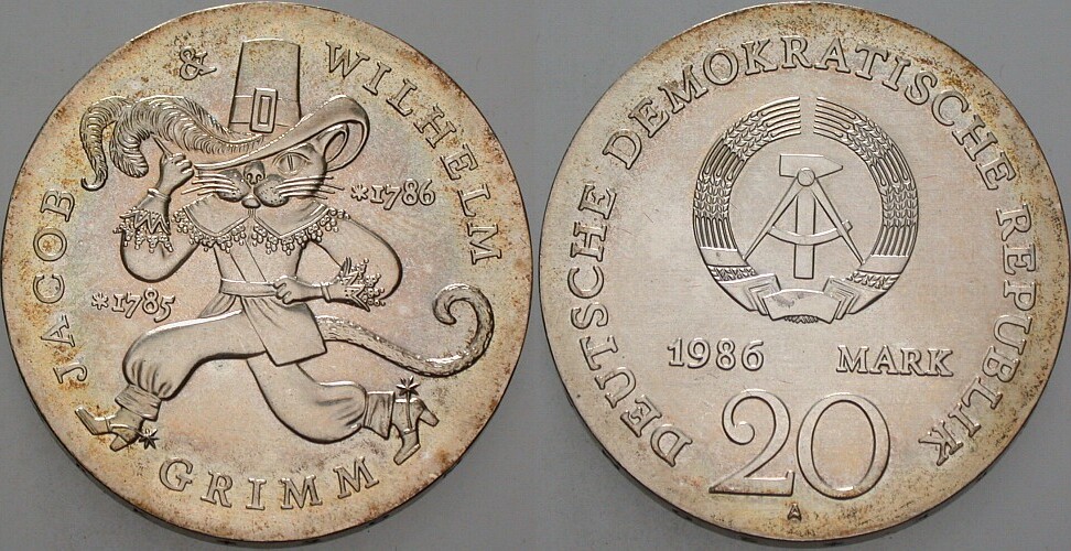 20 Mark 1986 J. 1607 Patina, Stempelglanz