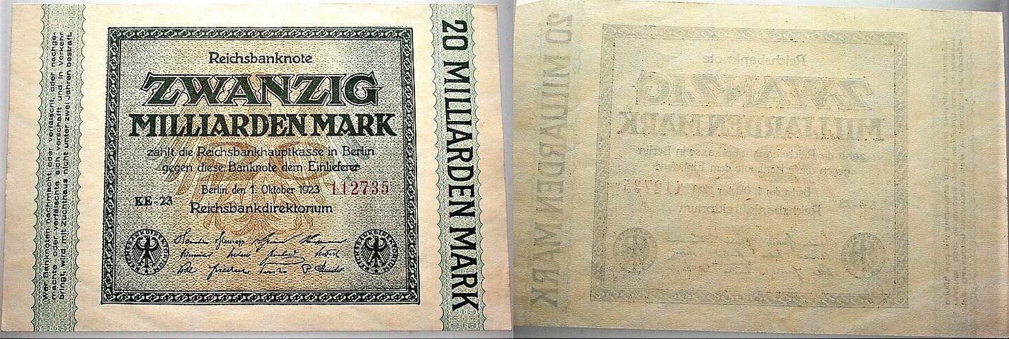 20 Milliarden Mark 1.10.1923 Rosenberg DEU-137 g //115 Kassenfrisch