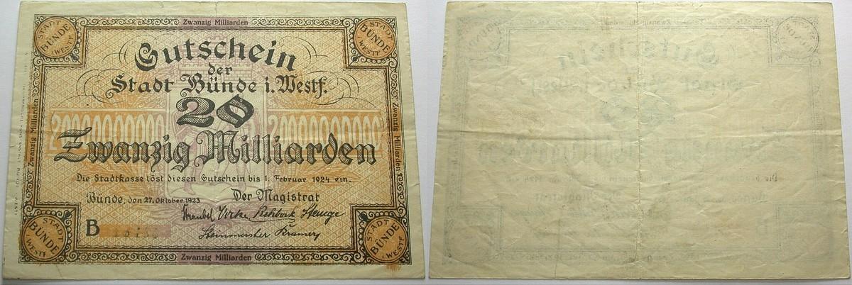 20 Milliarden Mark 27.Oktober 1923 Topp 169.22 Gebraucht