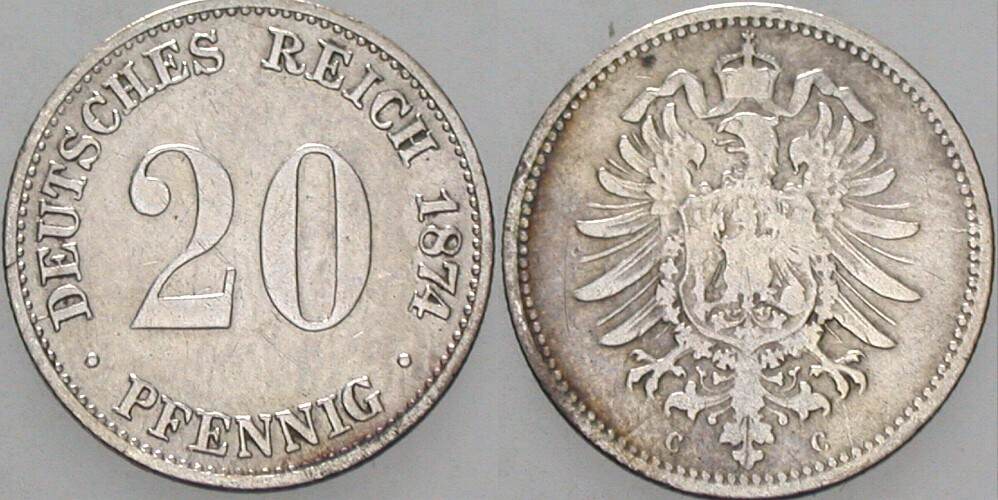 20 Pfennig 1874 J. 5 Schön