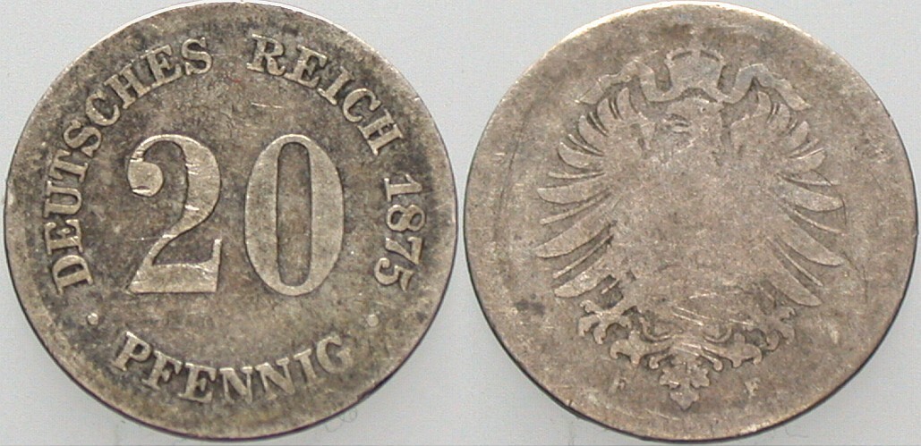 20 Pfennig 1875 J. 5 Ge. - schön