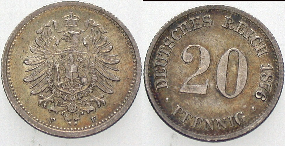 20 Pfennig 1876 J. 5 Vorzüglich