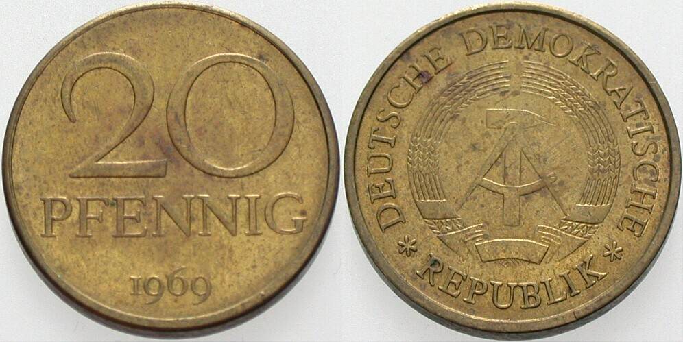 20 Pfennig 1969 J. 1511a Sehr schön