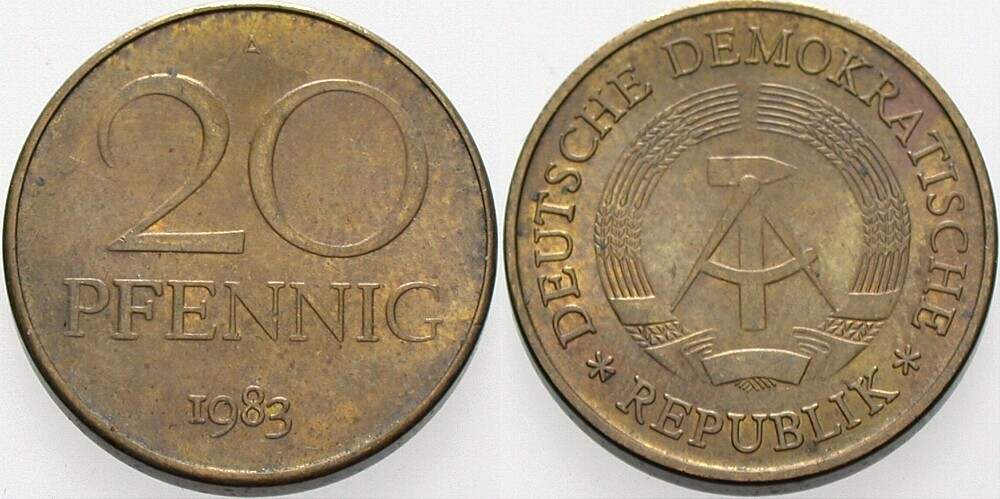 20 Pfennig 1983 J. 1511b Sehr schön