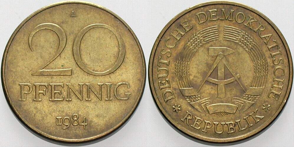 20 Pfennig 1984 J. 1511b Sehr schön