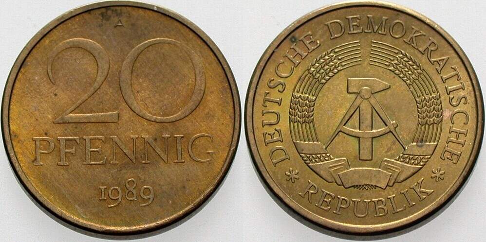 20 Pfennig 1989 J. 1511b Sehr schön