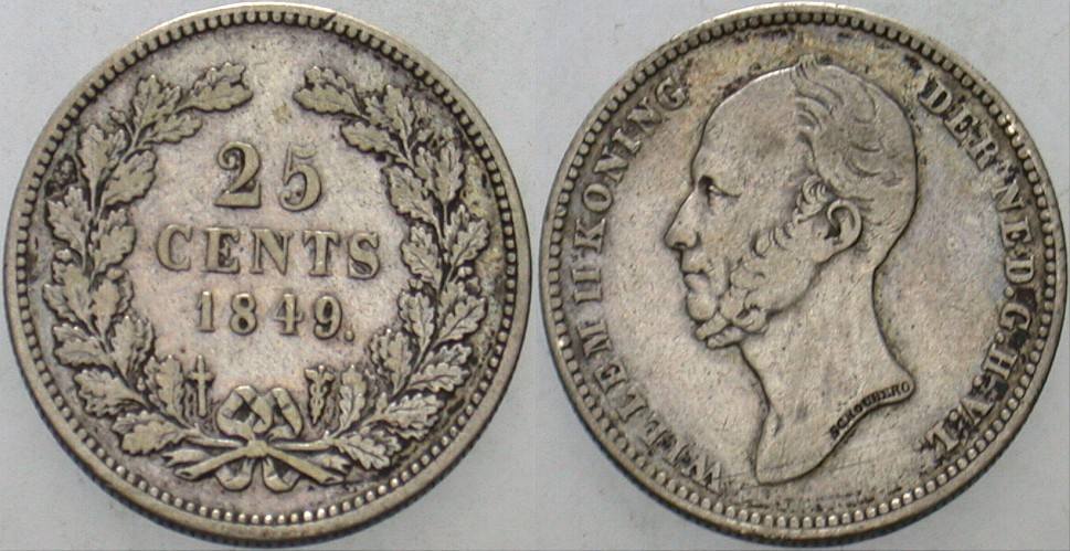 25 Cent 1849 KM. 76 Fast sehr schön