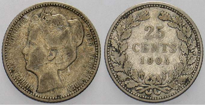 25 Cent 1904 KM 120.2 Patina, fast sehr schön