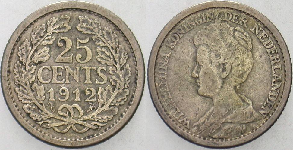 25 Cent 1912 KM 146 Fast sehr schön