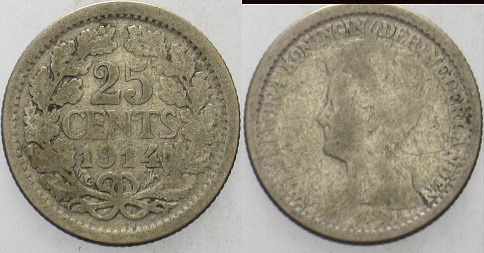 25 Cent 1914 KM 146 Schön