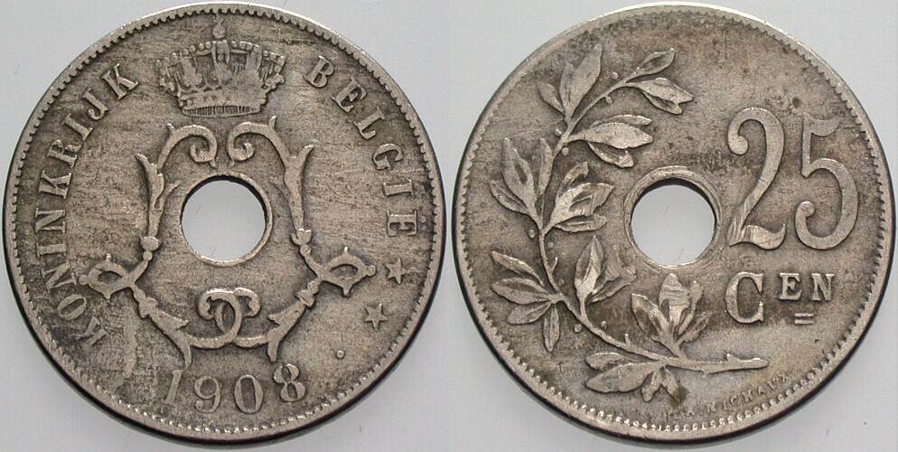 25 Centimes 1908 KM. 63 Sehr schön